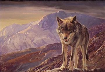 Wolf Painting - wolf in mountain